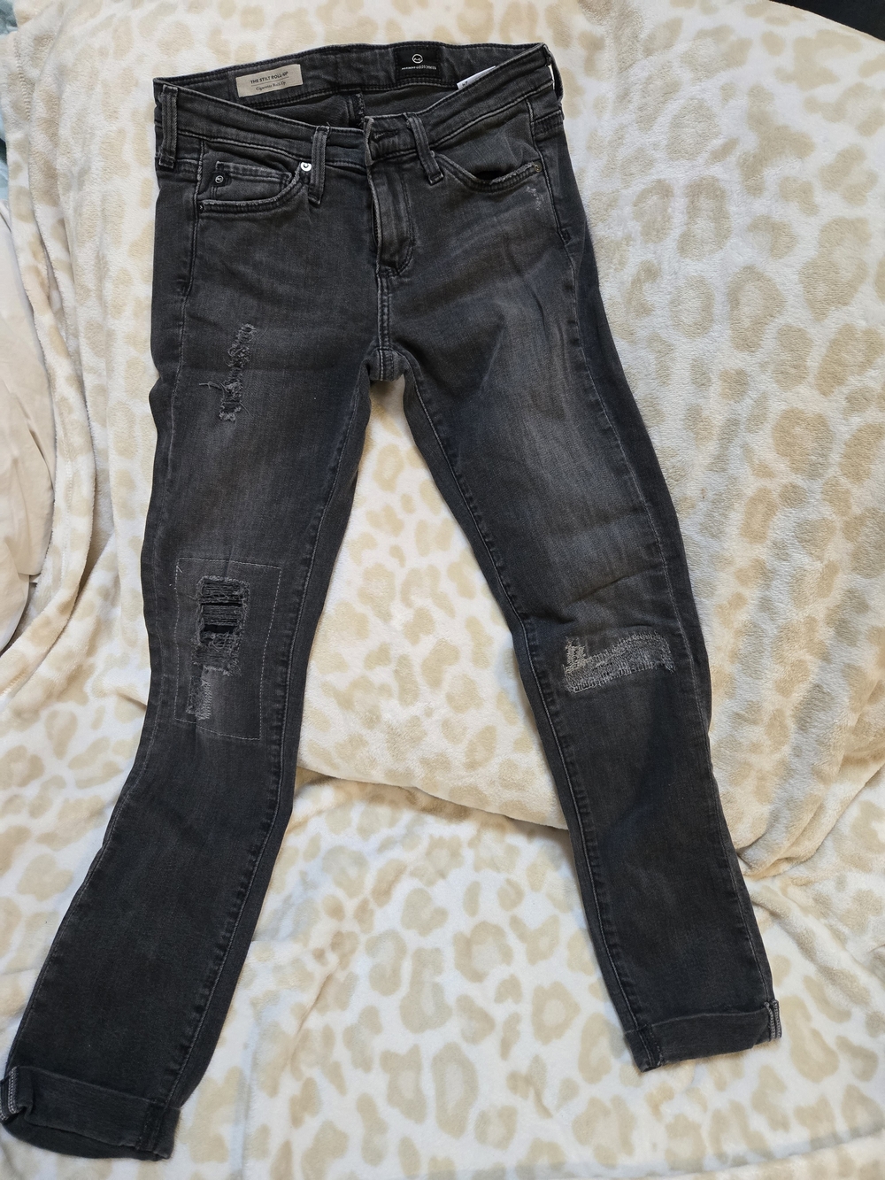 Ag Adriano Goldschmied Women's Black Distressed Skinny Jeans